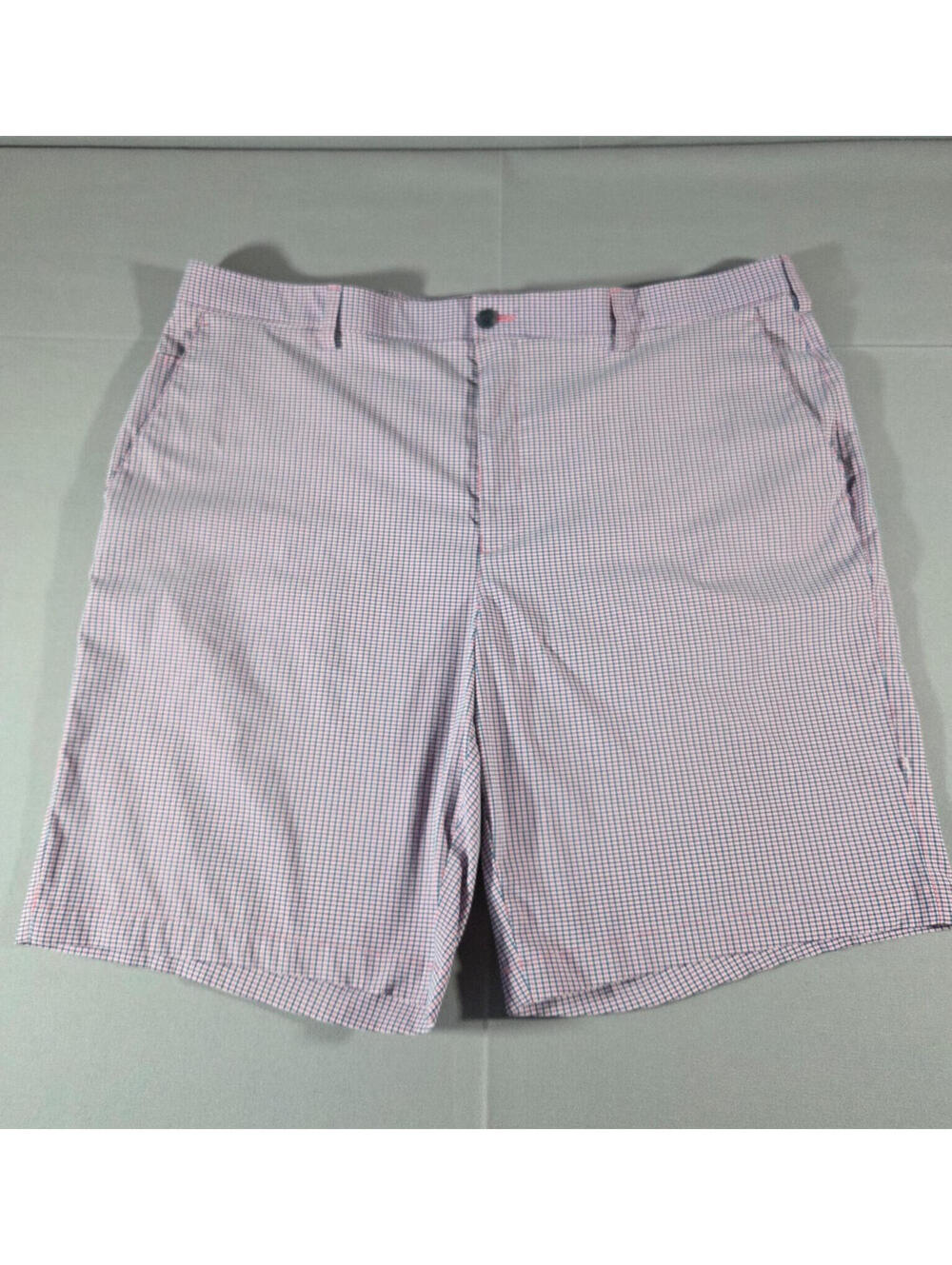 PGA Tour Golf Shorts Mens 36 Red Blue Checkered Pattern Performance
